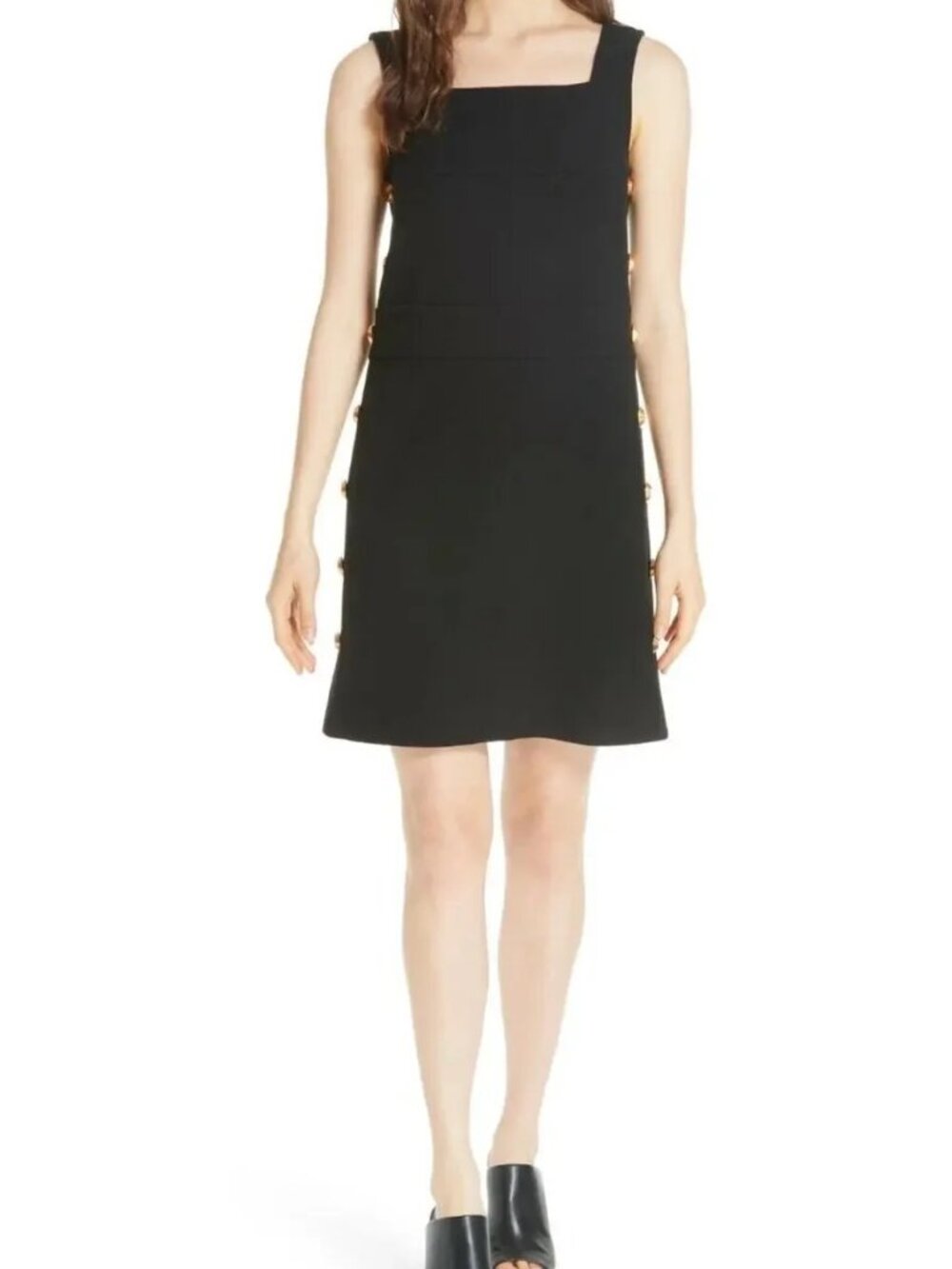 Tory Burch Black Side-Button Shift Dress